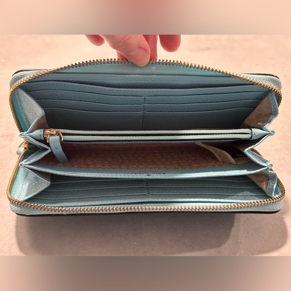 Kate Spade Wellesley Neda Leather Zip Around Wallet in Robins Egg Blue/Tiffany - Picture 6 of 9